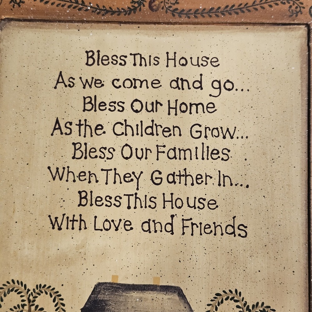 Bless‎ This House Wooden Wall Sign Primitive Farmhouse Decor 9x12 - Picture 3 of 6
